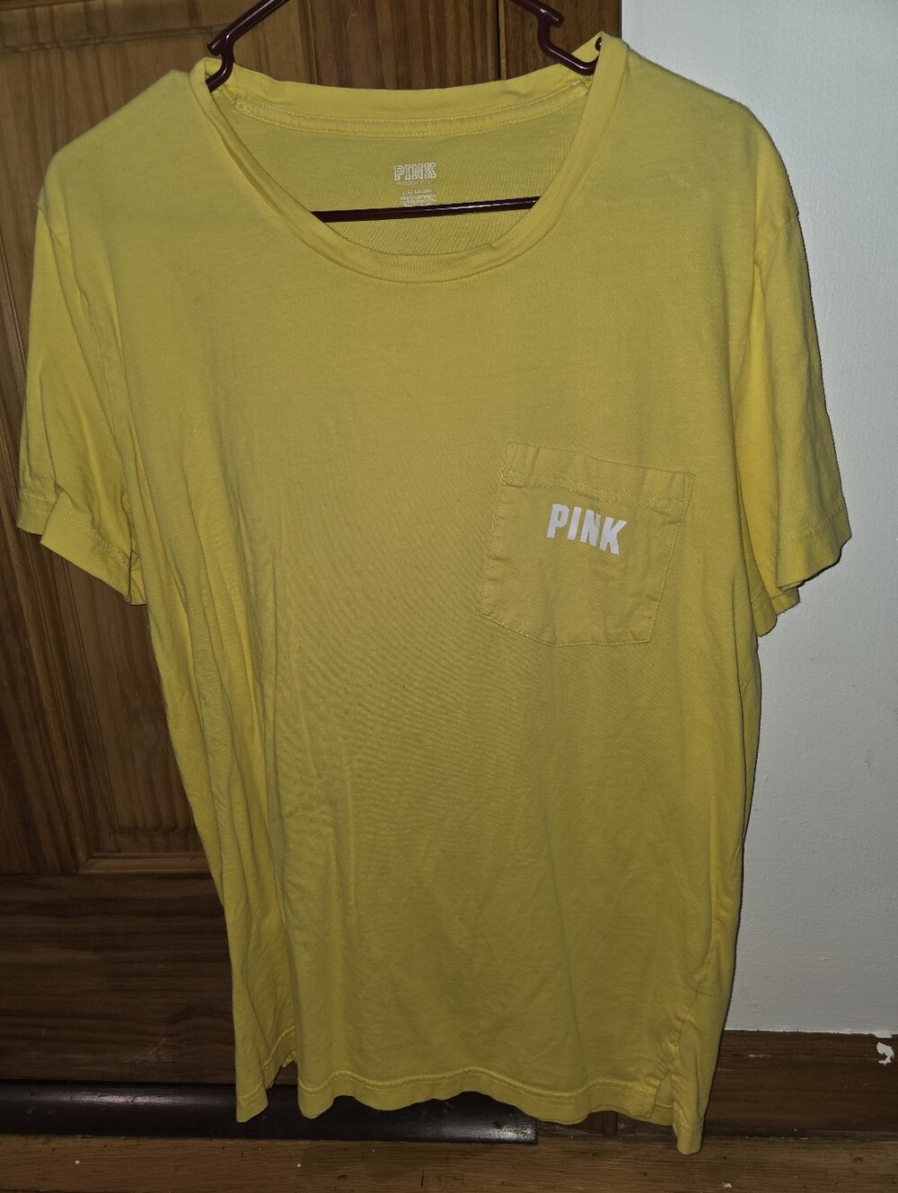 PINK Victoria's Secret Yellow Pocket Tee - Women's Casual Crew